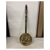 Vintage Brass Fireplace Ash Pan with Colonial Scene Design