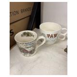 Collection of Vintage Mugs, Glass Bowl, and Porcelain Dish