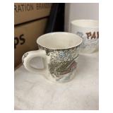 Collection of Vintage Mugs, Glass Bowl, and Porcelain Dish