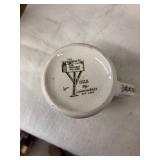 Collection of Vintage Mugs, Glass Bowl, and Porcelain Dish