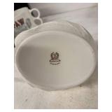 Collection of Vintage Mugs, Glass Bowl, and Porcelain Dish