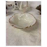 Collection of Vintage Mugs, Glass Bowl, and Porcelain Dish