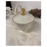 Collection of Vintage Mugs, Glass Bowl, and Porcelain Dish