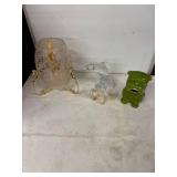 Collection of Artistic Decor Pieces Including Crystal Dolphin and Green Bulldog