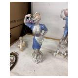 Collection of 7 Porcelain Figurines Including Angel, Musician and Animals