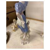 Collection of 7 Porcelain Figurines Including Angel, Musician and Animals