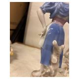 Collection of 7 Porcelain Figurines Including Angel, Musician and Animals