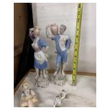 Collection of 7 Porcelain Figurines Including Angel, Musician and Animals