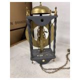 Antique Brass and Iron Wall Clock Movement with Chain and Weight