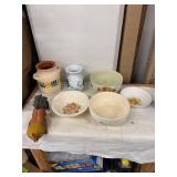 Assorted Vintage Kitchenware Lot with Art Pottery and Ceramic Dishware