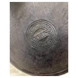 Collection of Vintage Cast Iron Cooking Skillets and Bacon Press