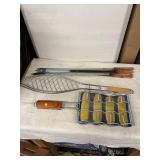Set of 3 Stainless Steel Grilling Utensils with Corn and Fish Baskets