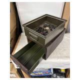 Vintage Metal Hardware Storage Drawers with Assorted Parts