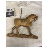 Vintage Decor Collection: Porcelain Vase, Glass Bull Ornament, Horseshoe Gun Rack & Bronze Horse Figure