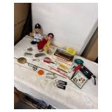Vintage Miscellaneous Collection with Tobacco Tins, Keychains & Bobbleheads