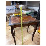 Antique Wooden Side Table with Floral Marquetry