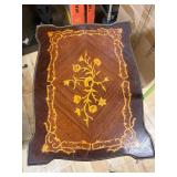 Antique Wooden Side Table with Floral Marquetry