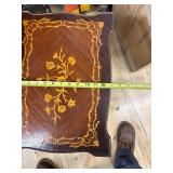Antique Wooden Side Table with Floral Marquetry