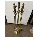 Brass Fireplace Tool Set with Stand