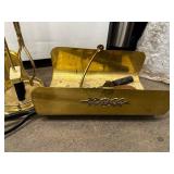 Vintage Brass Fireplace Tool Set with Log Holder and Bellows