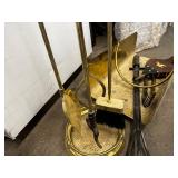 Vintage Brass Fireplace Tool Set with Log Holder and Bellows