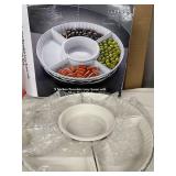 5 Section Porcelain Lazy Susan with Silver Finish Rack