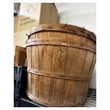 Two Rustic Vintage Wooden Baskets with Galvanized Metal Liner