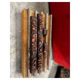 Vintage Printing Blocks Set with Woodblock Pattern Stamp