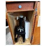 Vintage Student Microscope Set with Wooden Case