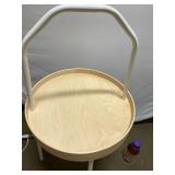 IKEA BURVIK Side Table - Light Wood & White Metal