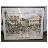 Pike Place Market Illustrated Framed Poster