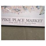 Pike Place Market Illustrated Framed Poster