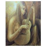 Framed Guitarist Artwork Signed