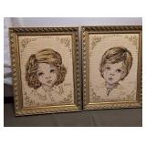 Vintage Framed Needlepoint Art Set