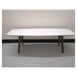 Modern White Coffee Table with Wooden Legs