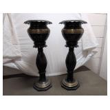 Vintage Black Brass Urn Pair