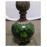 Vintage Table Lamp with Green Glass Base