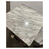 Pair of Marble Top Plant Stands with Mahogany Leg Finish