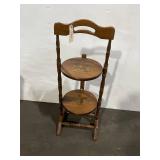 Vintage Hand-Painted Wooden Folding Stand with Two Shelves