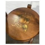 Vintage Hand-Painted Wooden Folding Stand with Two Shelves