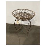 Vintage Wrought Iron Plant Stand with Decorative Scrollwork