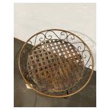 Vintage Wrought Iron Plant Stand with Decorative Scrollwork