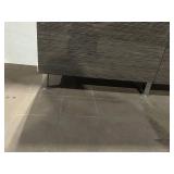 Modern Two-Door White and Wood Grain Storage Cabinet