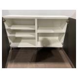 Modern Two-Door White and Wood Grain Storage Cabinet