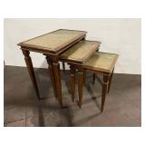 Set of 3 Vintage Nesting Tables with Brass Tops