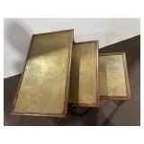 Set of 3 Vintage Nesting Tables with Brass Tops