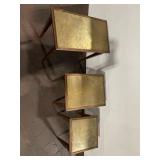 Set of 3 Vintage Nesting Tables with Brass Tops