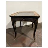 Drexel Ornate Black and Gold Inlaid Side Table