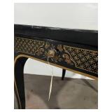Drexel Ornate Black and Gold Inlaid Side Table