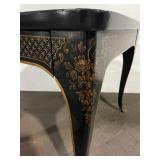 Drexel Ornate Black and Gold Inlaid Side Table